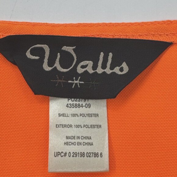 Walls Blaze Orange Hunting Vest Mens XL Full Zip Pockets Safety Lightweight - Picture 2 of 9